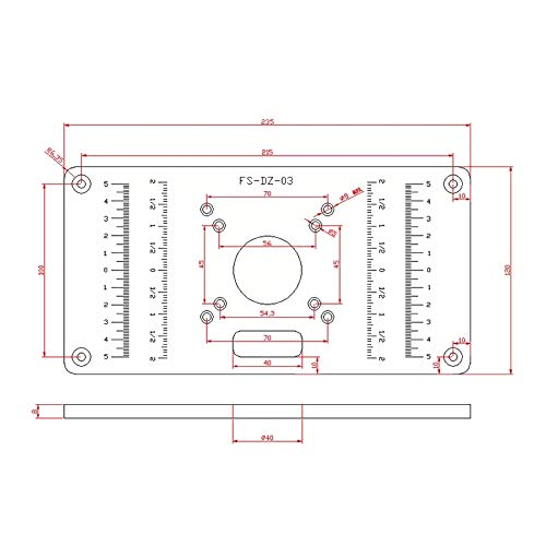 ルーターテーブル アルミ インサートプレート キット ルーター＆トリマー用 木工ツール (汎用型235×120)設計図