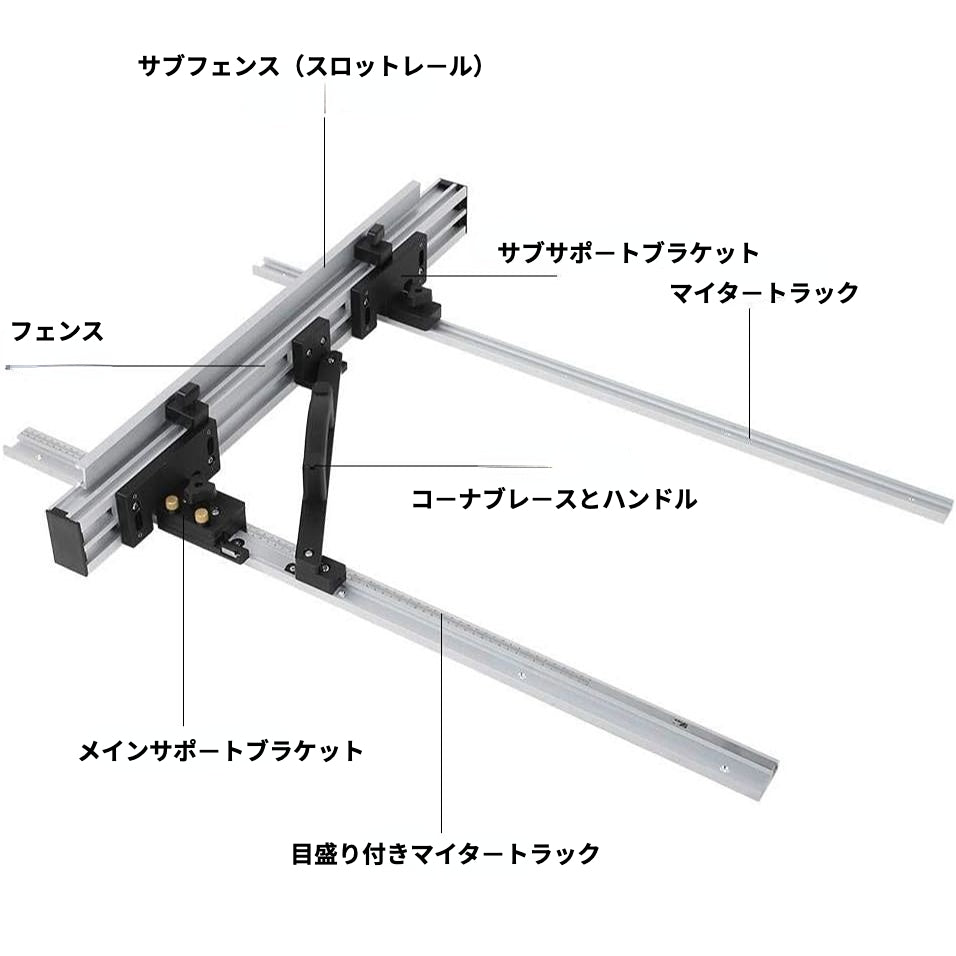 テーブルソーフェンスキット 1000mmアルミ合金 標準30mmマイタートラックに取り付け 微調整ノブ付き ルーターテーブル用各部品