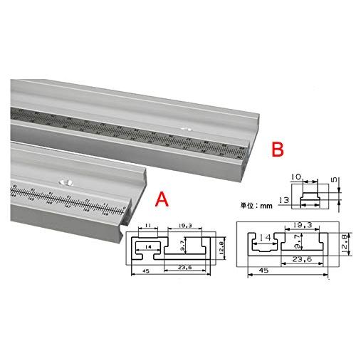 目盛りランナー付きマイタートラック 45mm規格 アルミ製 Tスロットトラック 大工ツール テーブルソー DIY用Aタイプbタイプ