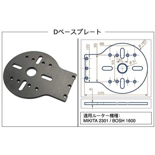 ルーター用Dベースプレート：MIKITA 2301、BOSH 1600、AOBEN AT3311B