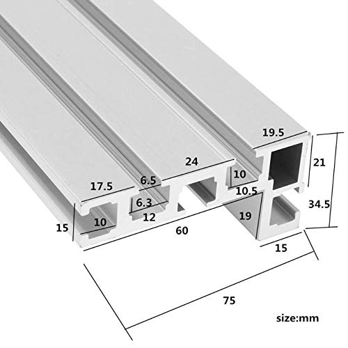 マイタートラック テーブルソーフェンス 75mm規格 アルミ製 Tスロットトラック クランプトラック 大工ツール テーブルソーDIY用サイズ