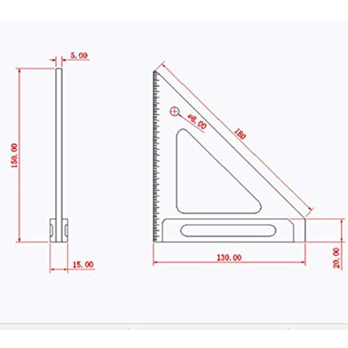 木工三角定規 ケガキゲージ スライディングスコヤ 直角定規 45度ケガキ工具 アルミ製設計図